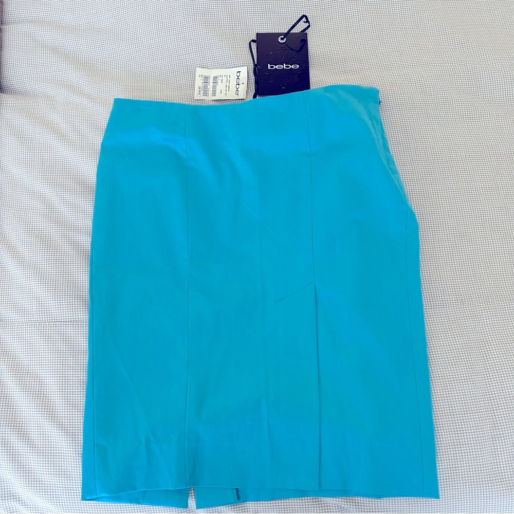 Bebe aqua NWT glamour satin skirt! Size 2